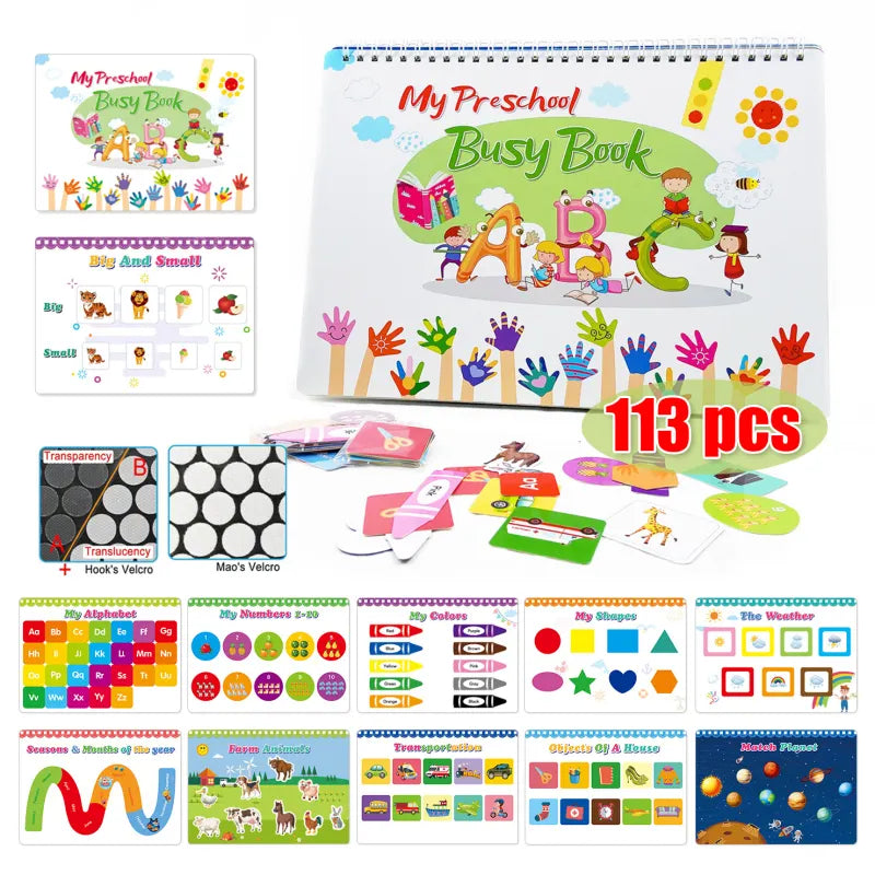 Busy Book Kids Montessori Educational Early Self Learn Holiday
