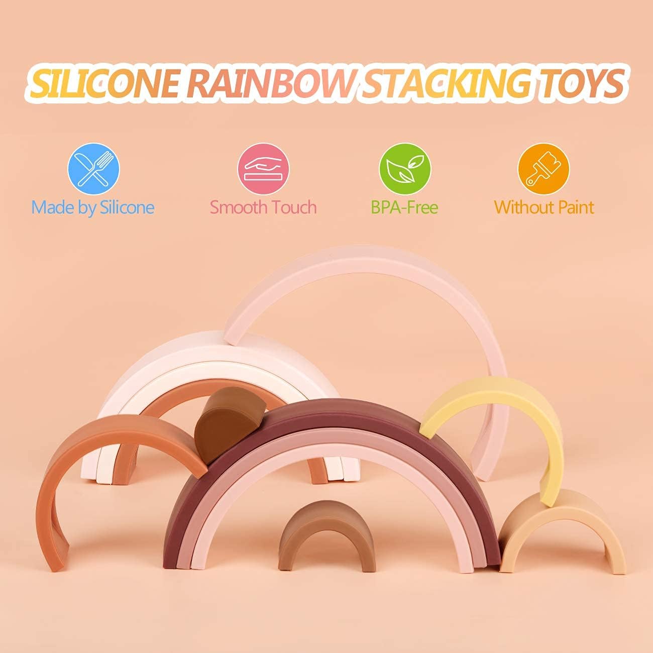 Silicone Stacking & Teething Rainbow shaped Holiday Sensory