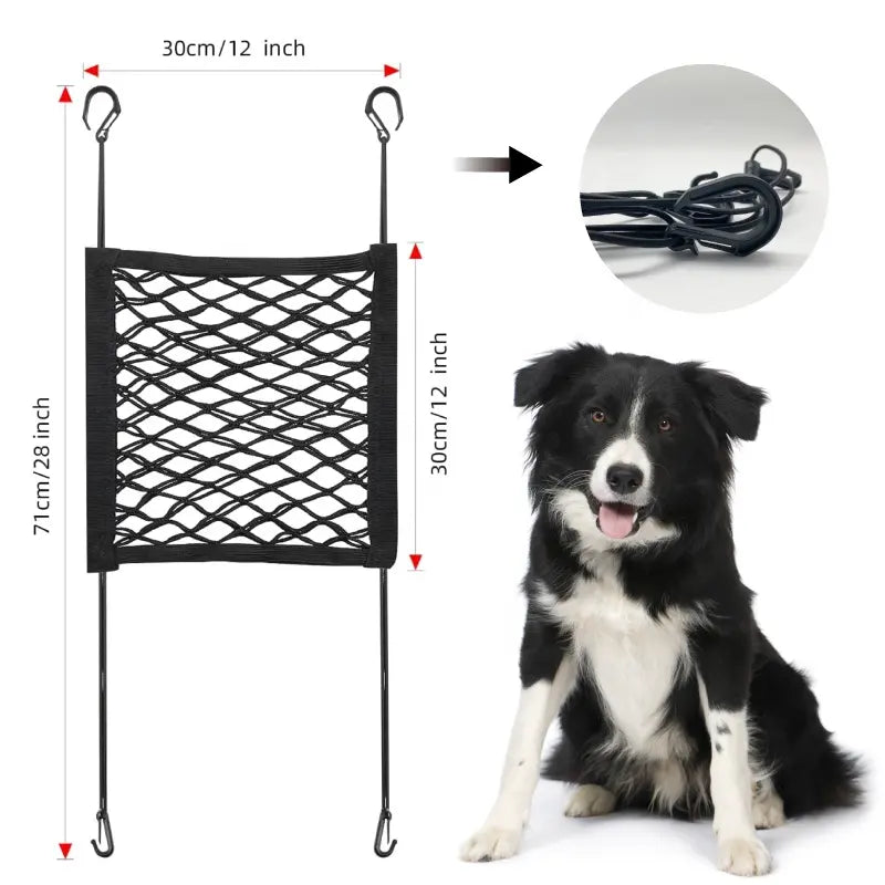 Car Net Barrier with stretchable storage bag for safety driving kids