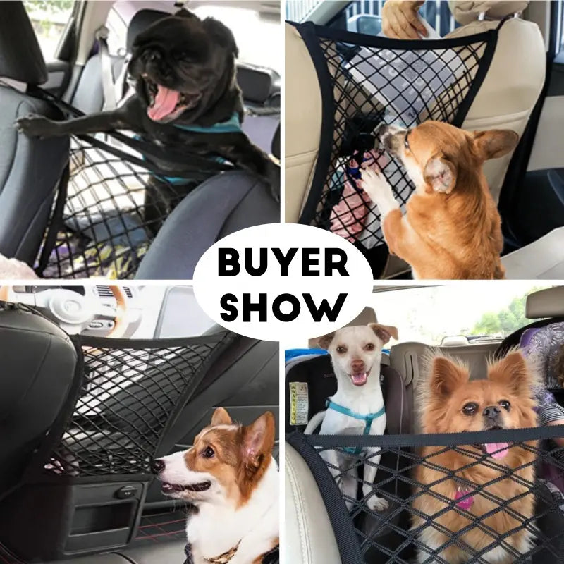 Car Net Barrier with stretchable storage bag for safety driving kids